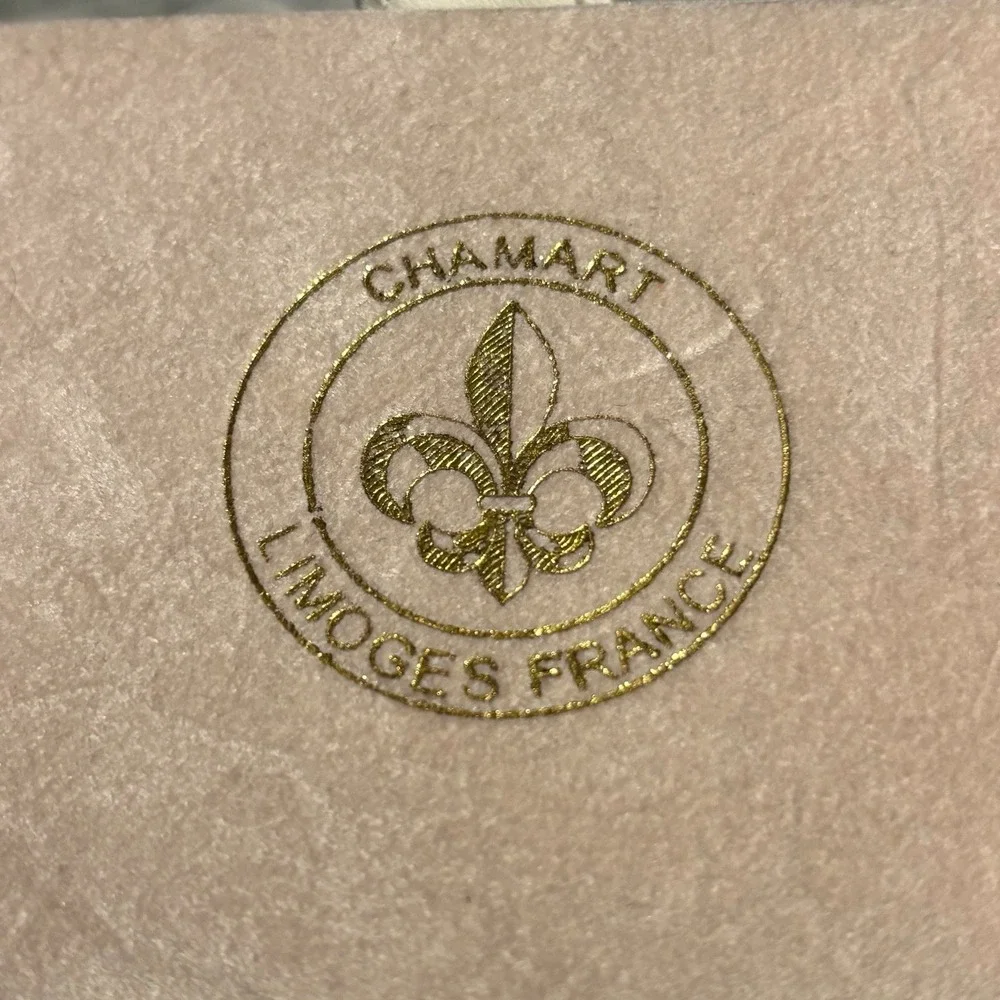 Limoges France Chamart Travel Jewelry Box Holder Vintage Porcelain Tile Accent‎
